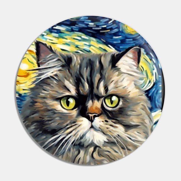 Adorable Persian Cat Breed Painting in a Van Gogh Starry Night Art Style Pin by Art-Jiyuu