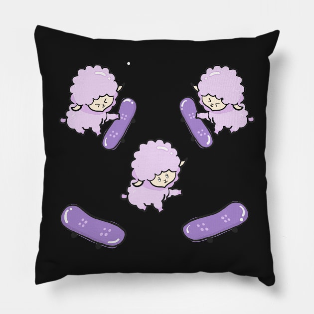 Skateboarding Sheep Pillow by jenartfart