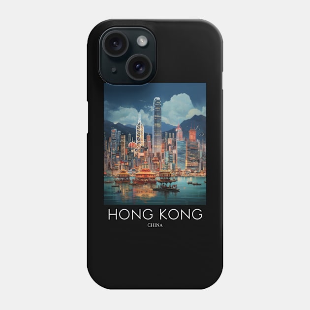 A Pop Art Travel Print of Hong Kong - China Phone Case by Studio Red Koala