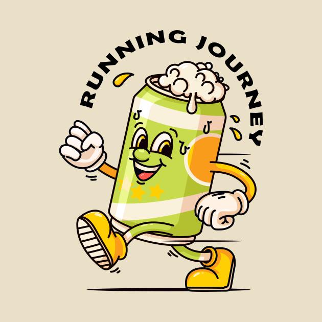 Running beer can cartoon mascot by Vyndesign