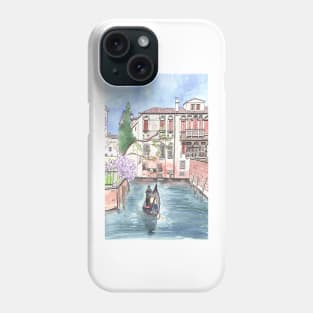 "Gondola in Venice" Watercolor and ink Illustration Phone Case