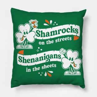 Shamrocks on the Streets - St Paddy's Irish Vintage Cartoon Pillow