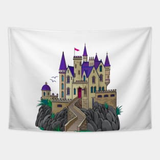 Fantasy illustration of a medieval French castle Tapestry