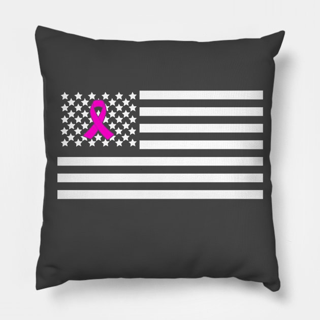 Breast Cancer Awarenes Flag Pillow by LaurenElin