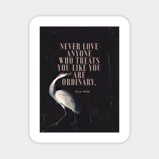 Oscar Wilde Inspirational Quote on Love Black Background Gold Paint Bird Painting Magnet