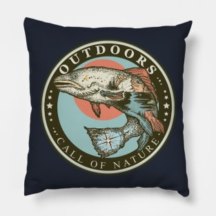 Fishing rod and fish isolated Pillow