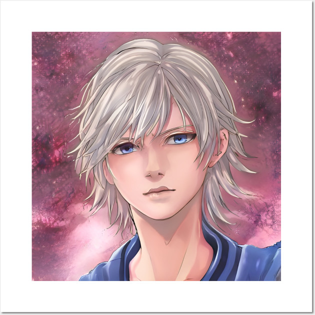 The handsome anime boy with white hair  Poster for Sale by AnGoArt