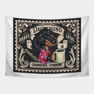 Cute Funny Doxie Dachshund Wiener Dog Stamp Design Tapestry