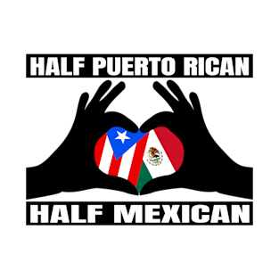 Half Puerto Rican Half Mexican Heritage Mexico Roots & Puerto Rico DNA Family Flag Design T-Shirt