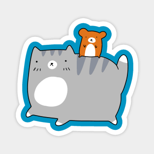 Blue Tabby Cat and Hamster Magnet