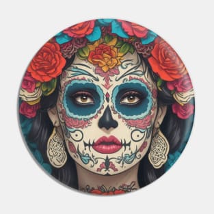 Dia De Los Muertos Sugar Skull Pin