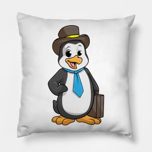 Penguin as entrepreneur with a briefcase Pillow