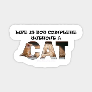 Life is not complete without a cat - ginger cat oil painting word art Magnet