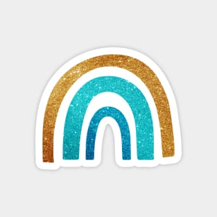 Gold and Blue Glitter Rainbow Magnet