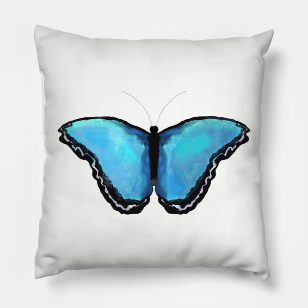 Blue Butterfly Pillow by designs-by-ann