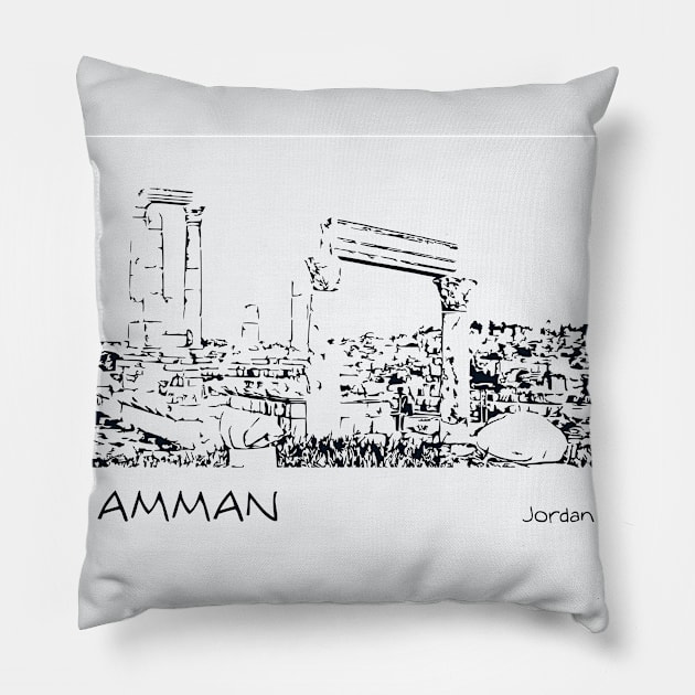 Amman - Jordan Pillow by Lakeric