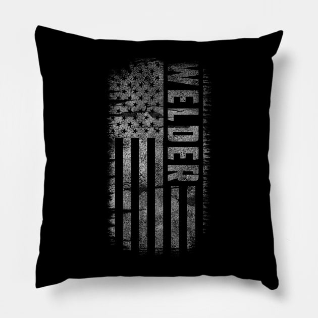 Welding American Welder USA Flag Pillow by Visual Vibes