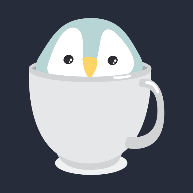 Kawaii Cute Baby Penguin in a Cup Kid Design by Uncle Fred Design