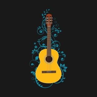 Classical Acoustic Guitar Flowering Vines T-Shirt