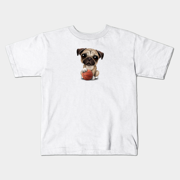 Cute Pug Puppy Dog Playing With Basketball Basketball Kids T Shirt Teepublic