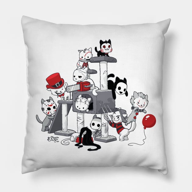 I Love Cats Horror Kitties Halloween Shirt Pillow by chuhe86