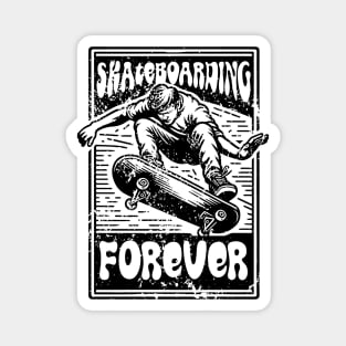 Black Skateboarding Design Magnet