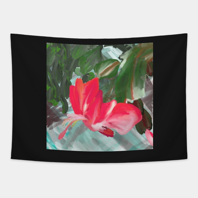 Christmas Cactus Tapestry by trishaclarkin