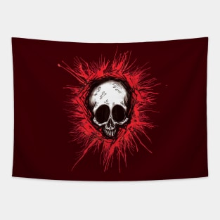 Red Splash Skull Tapestry