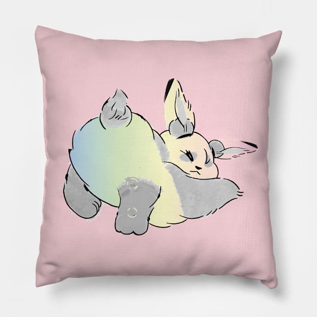 cute bunny tail Pillow by lazykitty