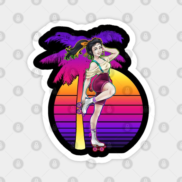 Neon Sunset Skater 2 Magnet by ChePanArt