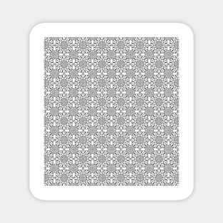 Black and white floral mandala print pattern Magnet