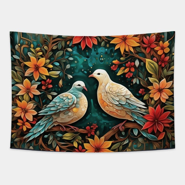 Two Turtle Doves Tapestry by taiche