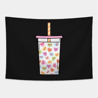 Conversation Hearts Iced Coffee Tapestry