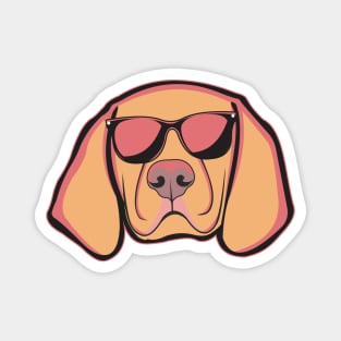 Vizsla Dog Face With Light Pink Neon Color Magnet