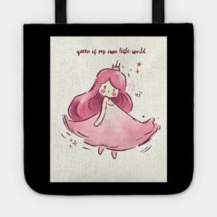 Queen of my own little world (option with background ) Tote