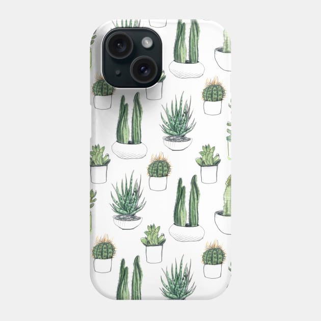 Watercolour Cacti & Succulents Phone Case by crumpetsandcrabsticks