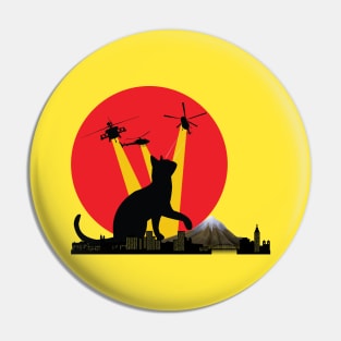 Funny Kitty Catzilla Japanese Sunset Cat Lovers to Halloween Pin