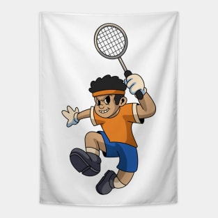 Funny Badminton Boy Tapestry