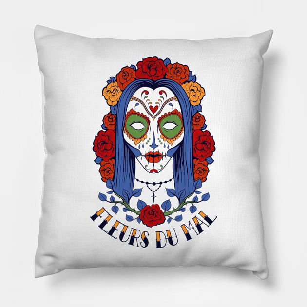Scary Woman Illustration Pillow by Pieartscreation