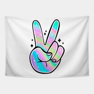 Peace Sign Fingers with Sparkles Tapestry