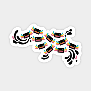 Cute Black and Rainbow Axolotls and Whirls Magnet