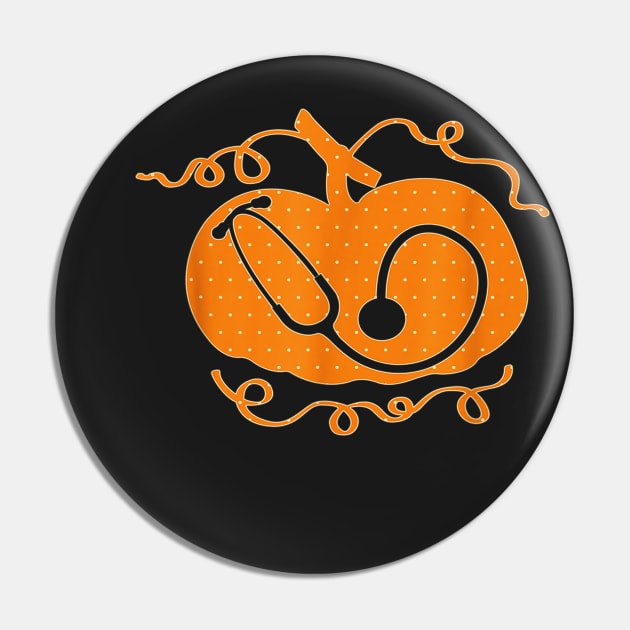 Halloween Costume Nurse Doctor Stethoscope Pumpkin Pin by Christyn Evans