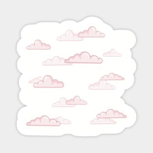 Pink Cartoon, Candy Clouds Pattern Repeat, Digital illustration Magnet