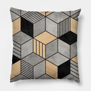 Concrete and Wood Cubes 2 Pillow