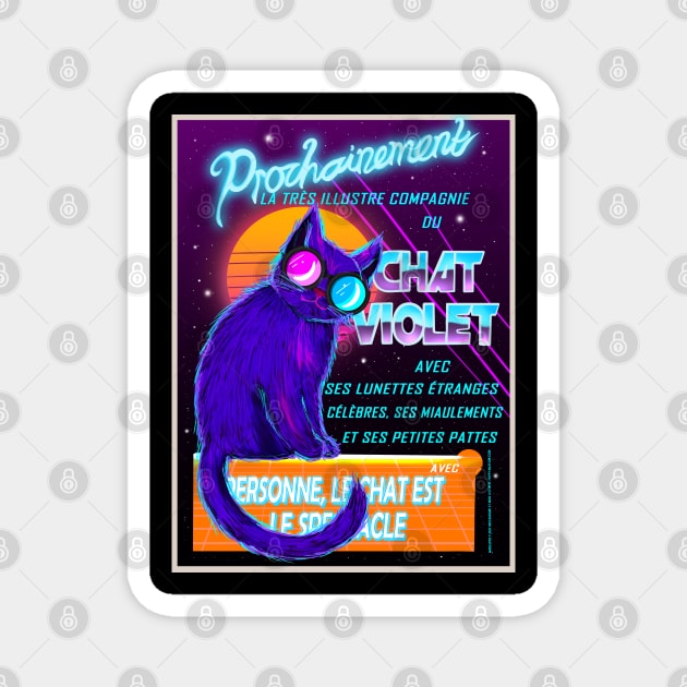 Le Chat Violet (Le Chat Noir Vaporwave Parody) Magnet by Marlopoly