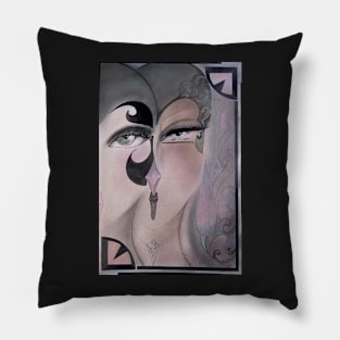 MUTED OP ART DECO FLAPPERS GREY PASTEL TINT Pillow