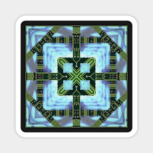 Circuitboard fire Kaleidoscope Pattern (Seamless) 19 Magnet