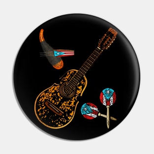 Trio of Puerto Rico Traditional Musical Instruments Pin