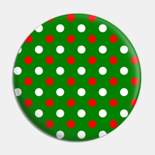 Christmas - Red and White Polka Dots Pattern on Green Background Pin