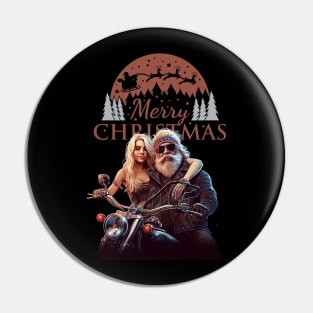 Santa Celebrate Christmas With Motorcycle Pin